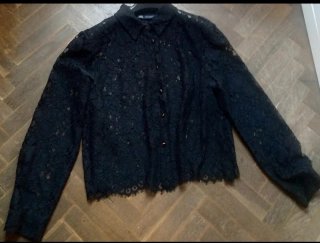Blusa Zara Encaje  negra ,T- L