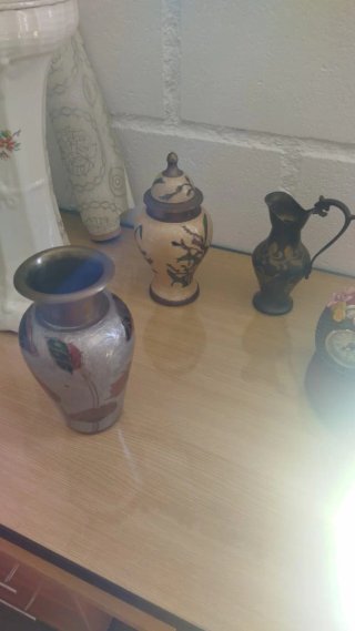 3 Jarrones Decorativos Cerámica y Metal
