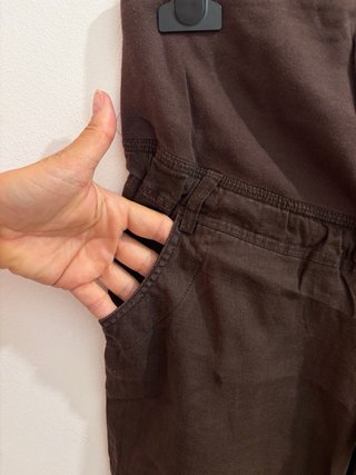 Pantalón de lino premamá marrón