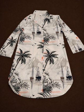 Vestido Camisero Estampado Tropical