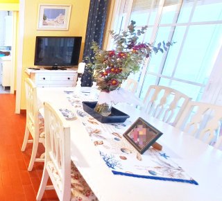 Mesa comedor madera maciza y 8 sillas