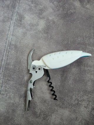 Sacacorchos Búho Plata y Blanco