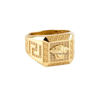 sello oro 18k con piedra con circonita