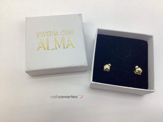 pendientes oro 18k con piedra con perla