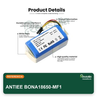 ANTIEE BONA18650-MF1 Batería 2800mAh 14.4V para