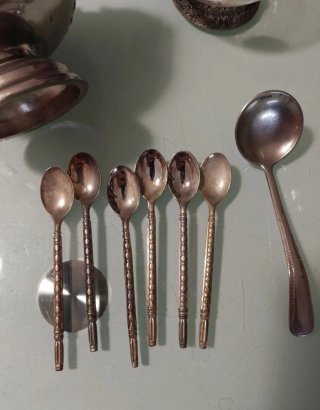 Set vintage coppe, cucchiaini e decanter