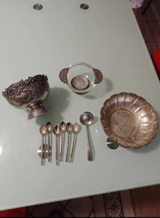 Set vintage coppe, cucchiaini e decanter