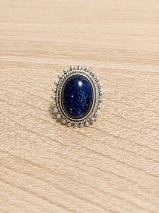 Anillo Plata y aventurina azul