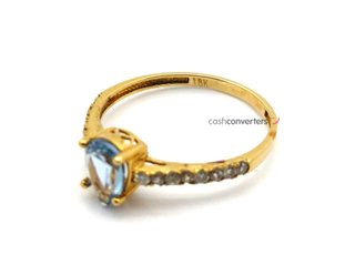 sortija oro 18k con piedra con topacio