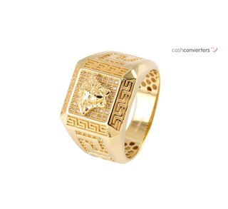 sello oro 18k con piedra con circonita