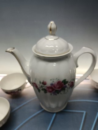 Juego de cafe o te, porcelana, SANTA CLARA, reflejos, juego de 6 tazas