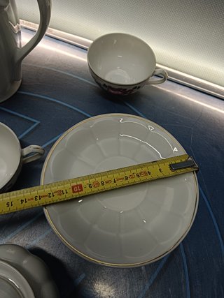Juego de cafe o te, porcelana, SANTA CLARA, reflejos, juego de 6 tazas