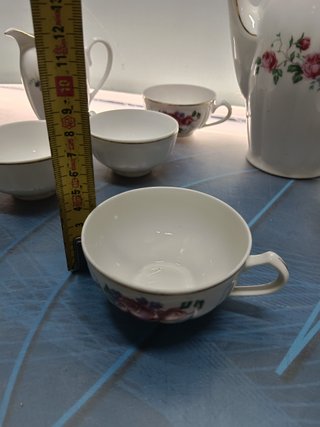 Juego de cafe o te, porcelana, SANTA CLARA, reflejos, juego de 6 tazas