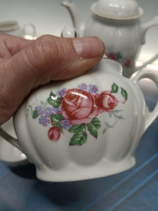 Juego de cafe o te, porcelana, SANTA CLARA, reflejos, juego de 6 tazas