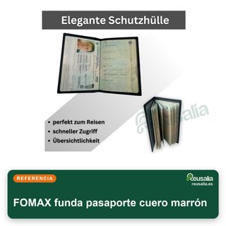 FOMAX funda pasaporte cuero marrón