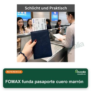 FOMAX funda pasaporte cuero marrón