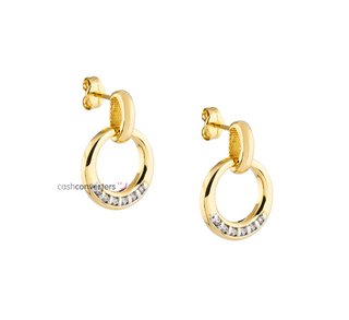 pendientes oro 18k con piedra con circonita