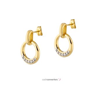 pendientes oro 18k con piedra con circonita