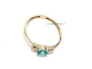 anillo oro 18k con piedra con circonita,topacio t. 16 (17,84 mm)