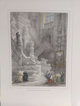 Cinco reproducciones de litografías de la Catedral de Burgos.
