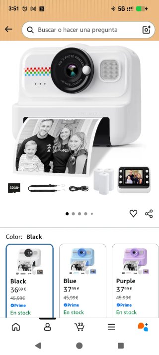 Cámara Fotos Instantánea Infantil 1080p