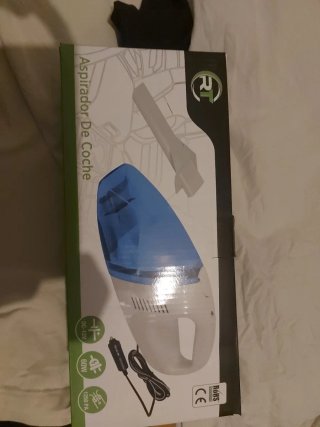Aspirador azul y blanco