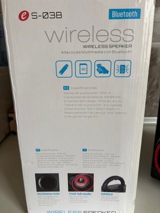 Altavoz Bluetooth S-038 Inalámbrico MP3 USB