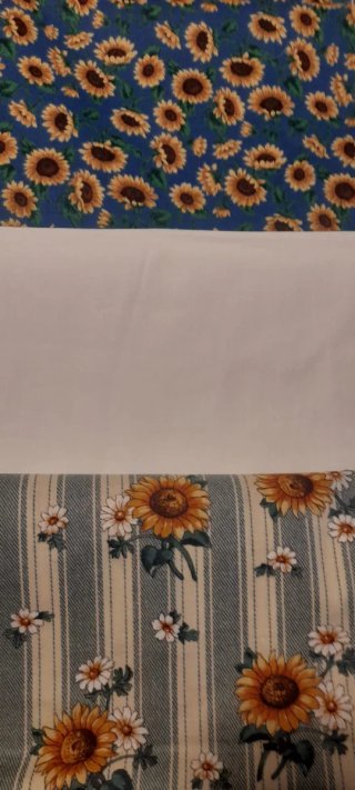 3 scampoli tessuto girasoli e tinta unita