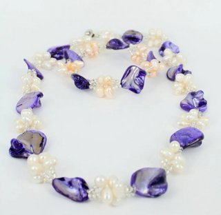 Set gargantilla y pulsera madreperlas y perlas rio
