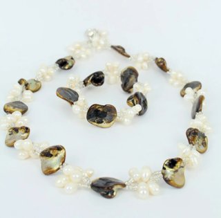 Set gargantilla y pulsera madreperlas y perlas rio