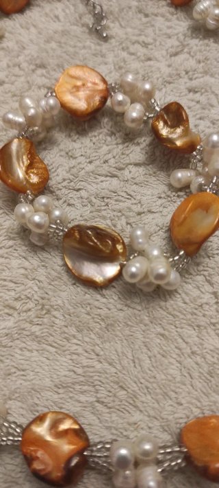 Set gargantilla y pulsera madreperlas y perlas rio