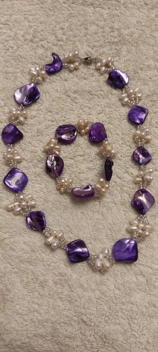 Set gargantilla y pulsera madreperlas y perlas rio