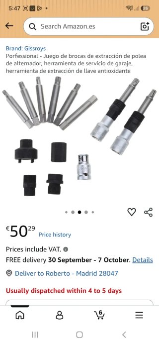 Juego brocas extracción polea alternador