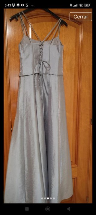 Vestido de ceremonia gris perla.