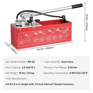 Bomba Prueba Hidrostática VEVOR 25 Bar