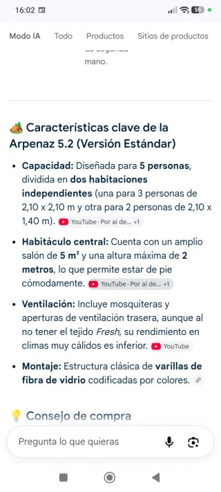Tienda campaña familiar 5 personas