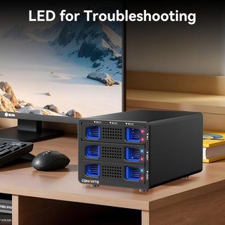 CENMATE Carcasa Hybrid 5‑Bay SATA+NVMe USB 10Gbps