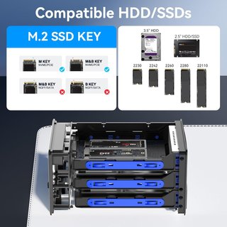 CENMATE Carcasa Hybrid 5‑Bay SATA+NVMe USB 10Gbps