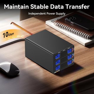 CENMATE Carcasa Hybrid 5‑Bay SATA+NVMe USB 10Gbps