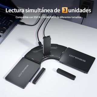 ALXUM Adaptador 3‑en‑1 NVMe 2 SATA USB‑C 10Gbps