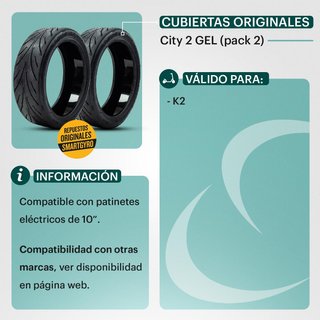 2 Neumáticos Cubiertas Ruedas SmartGyro City 2 Gel