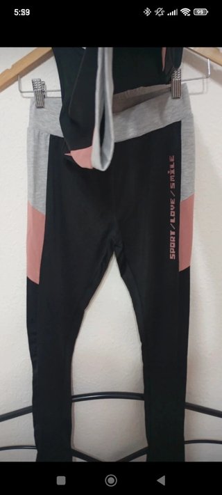 Conjunto deportivo niña negro y rosa