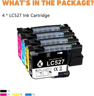 Hehua LC527 pack 4 Tinta Brother MFC‑J4350DW BCMY