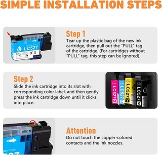 Hehua LC527 pack 4 Tinta Brother MFC‑J4350DW BCMY