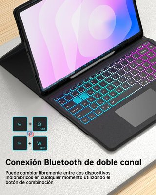 VANKEYPAD Funda Teclado RGB Ñ Trackpad Galaxy Tab