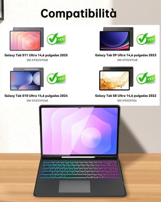 VANKEYPAD Funda Teclado RGB Ñ Trackpad Galaxy Tab