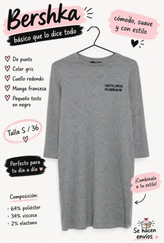 VESTIDO BERSHKA DE PUNTO / NUEVO  / TALLA 36