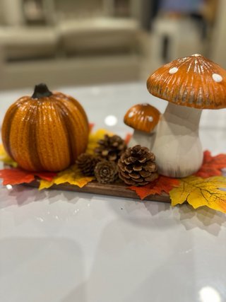 Centrotavola Decorazione Autunnale Zucca Funghi