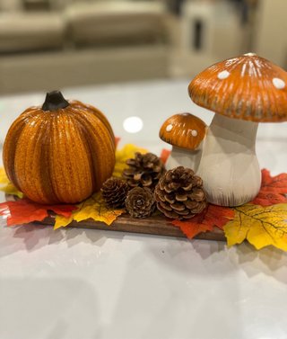 Centrotavola Decorazione Autunnale Zucca Funghi