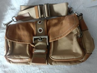 Bolso Prada Piel y Lona Marrón Beige